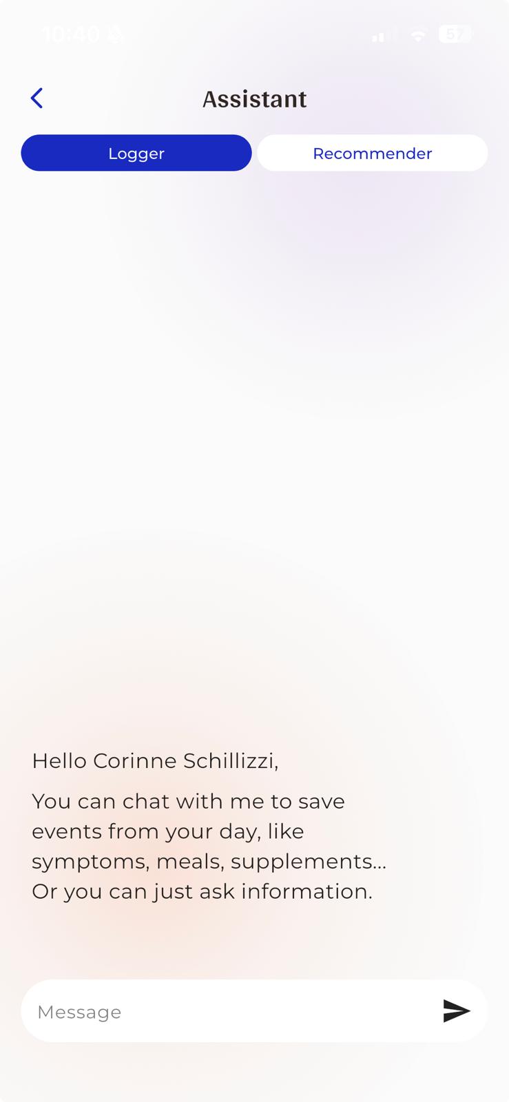 Conversational AI assistant for fast symptom logging